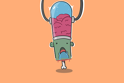 Day 2: Mindless | #inktober #vectober brain brains brainstorm branding design frankenstein graphic art halloween halloween design illustration inktober logo mind mindfulness scary spooky undead vectober vector zombie