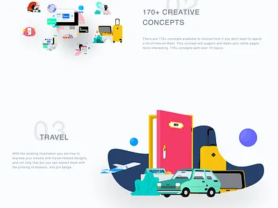 Library Illustration 2D concepts creative document entertainment food illustration shopping sticker transportation travel