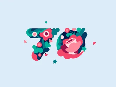 70 birthday design flower graphics illustration