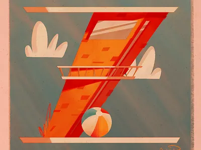 36 Days of Type | Z 36days 36days z 36daysoftype architecture beach beachball beachhouse illustration retro