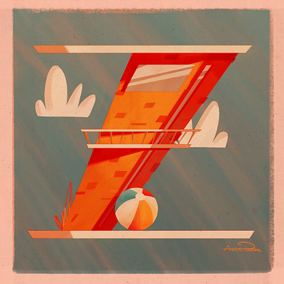 36 Days of Type | Z 36days 36days z 36daysoftype architecture beach beachball beachhouse illustration retro