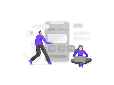 Mobile Development charachter character design development dribbble flat icon illustration mobile ui ui vector web work