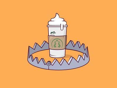 Day 3: Bait 2d basic bear trap cute design flat illustration inktober inktober2019 pumpkin spice latte starbucks trap vector