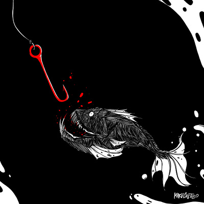 DRIBBBLE EXCLUSIVE: Inktober - Bait illustration ink inktober