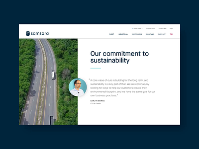 Sustainability at Samsara animation brand design environment layout marketing motion site sustainability typography ui ux web web design website