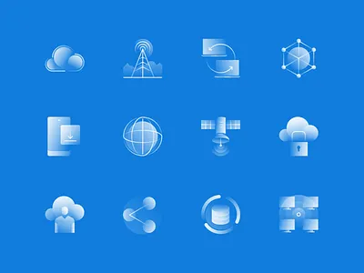 Alpha Icons / Network Set cloud communication computer connection data database design flat global gradient icon illustration mobile network satellite set symbol technology vector worldwide