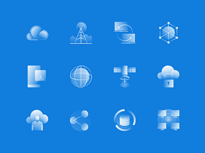 Alpha Icons / Network Set cloud communication computer connection data database design flat global gradient icon illustration mobile network satellite set symbol technology vector worldwide