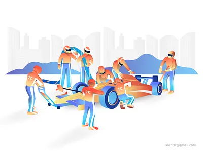 Pit Crew Illustration crew illustration maintenance pitch racecar racetrack