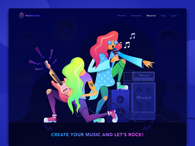 Music App Illustration flat graphicdesign illustration logo ui userinterface ux vector web webdesign