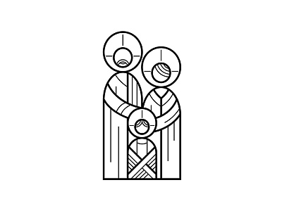 holy family, nativity christmas christmas card flat design geometric holy family icon logo nativity stroke icons vector