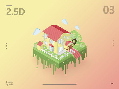 2 5D-Ponyo on the Cliff /崖の上のポニョ/悬崖上的金鱼姬 2.5d ai app design house illustration ps ui vector