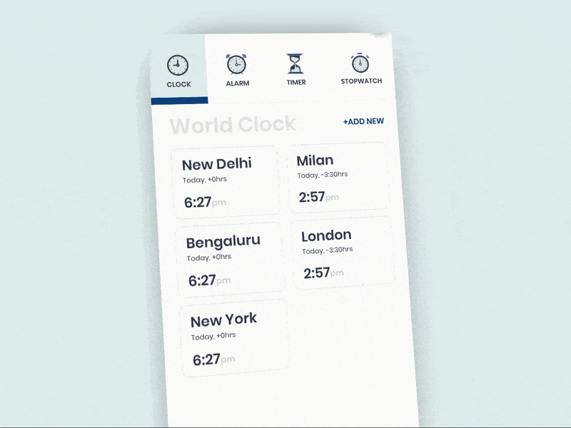 Clock App Design Concept app application clock concept design experience interaction interface mobile ui ux website