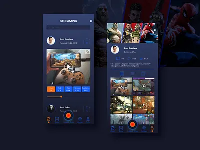 Game streaming app design dark ui design game graphic graphic design interaction interaction design interface interface design interface designer ui ux ui design uiux uxui web website website design