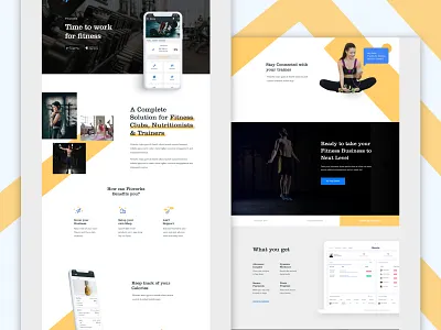 Gym App Solution Design & Development Landing Page app branding design designer icon illustration interface landing page layout logo typography ui uidesign ux vector web webdesign website