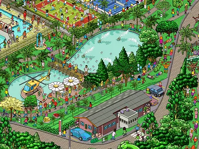 Sesc Itaquera's Park map - Swimming Pool advertising detail infographic isometric isometric art map pixel art seek and find where is waldo where is wally