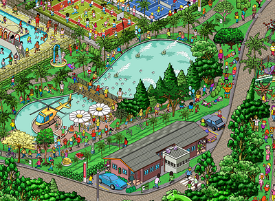 Sesc Itaquera's Park map - Swimming Pool advertising detail infographic isometric isometric art map pixel art seek and find where is waldo where is wally