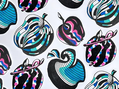 Apple Pattern Illustration apple fruit illustration marker pattern