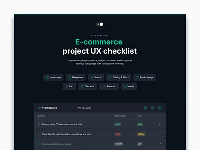 E-commerce checklist checklist dark design ecommerce guidelines ux web