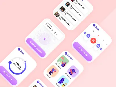 On-demand Staffing - Apple Watch app apple watch design illustration interface ios iphone location minimal navigation on demand select date and time services smartwatch ui user experience ux