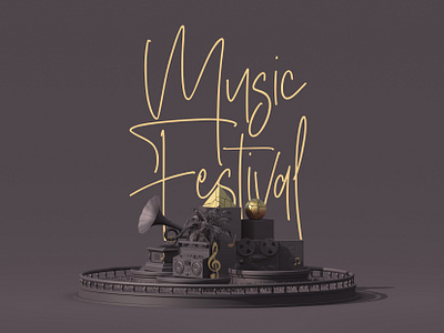 Music Festival 3d animation cinema design festival poster illustration minimal minimal poster music poster rate typography vector