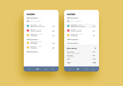 Car service app car car app car service history list mobile app mobile app design reservation ui design ux design