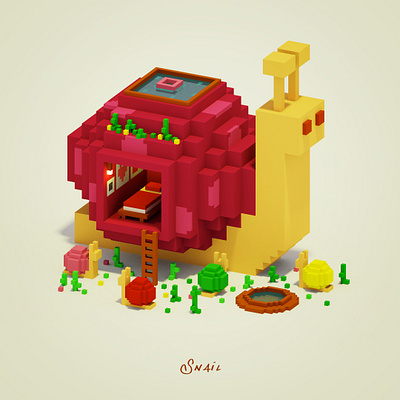 Snail art pixel snail voxel