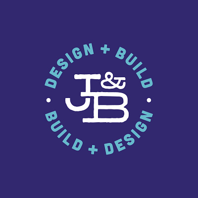 J&B Build and Design blue design identity lettering logo mark type