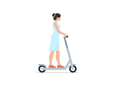 Woman riding an electric scooter design electric flat illustration people riding scooter transport vector woman