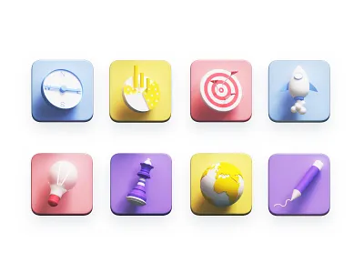 Icons 3d 3d animation app building business dashboard game icons iconset illustration interface isometric landing page landing page concept landingpage lowpoly render texture ui ux user experience ux