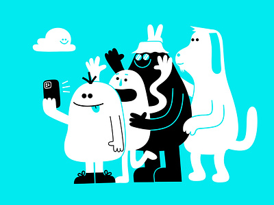 Selfers animal apple branding camera cartoon character cloud colour design device dog dribbble electronics fantasy gadget illustration iphone mascot modern technology