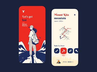 Let s get lost - Adventure App adventure adventure app adventures app book design illustration map mountain trak ui uiux ux