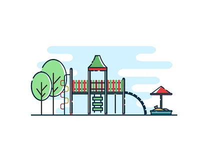 Playground2 design flat illustrator line playground trees vector