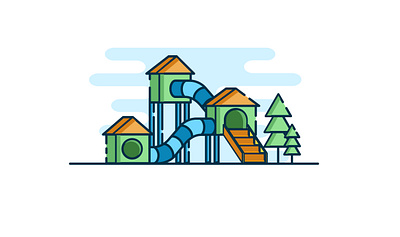 Playground design flat flatline illustration line playground spruce vector