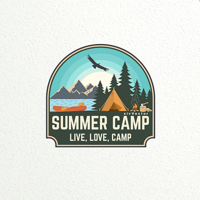 Summer Camp camp canoe climbing kayak mountain outdoor patch sticker summer tent