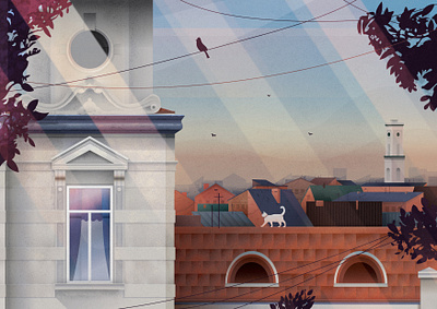 City buildings ciy illustration lviv