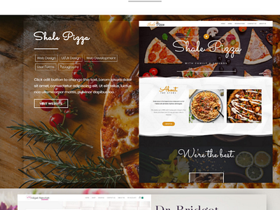 Porfolio Cards showing web design work and skills business design freelance personal pizza portfolio responsive skills