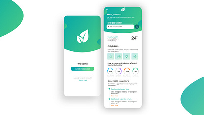 Environment Impact Tracker - Mobile Application app design creative design green illustration ui uidesign uiux