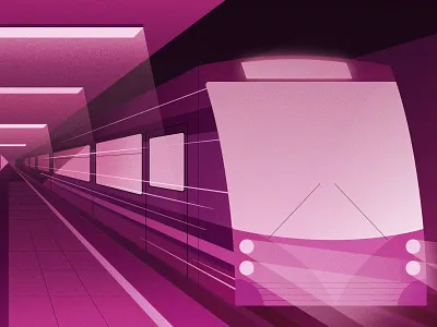 Midnight Express 1 point drawing gradients graphic illustration perspective subway texture train travel underground vector