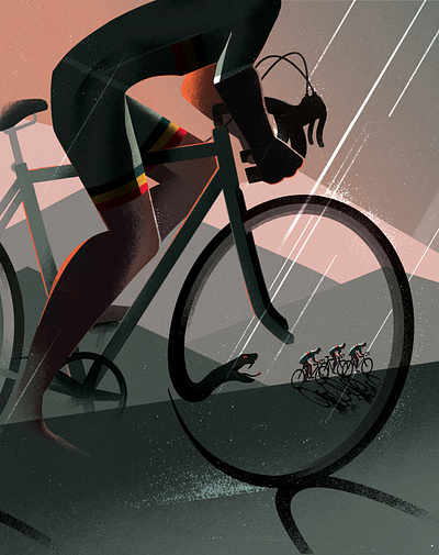 Betrayal conceptual cycling digital editorial eleni debo folioart illustration landscape sport texture