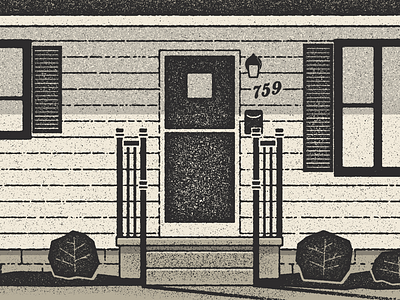 Sherman Road bushes design home house illustration monochromatic photoshop shutters texture windows