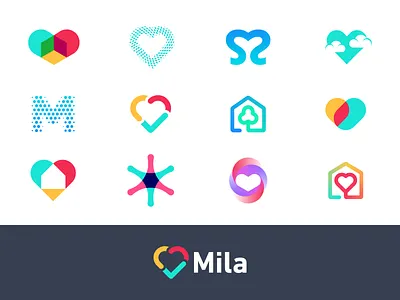 Mila - Logo Concepts air air pollution branding circulate custom lettering family filter health healthy heart identity identity design logo logo design logo redesign love mila protection purifier urban