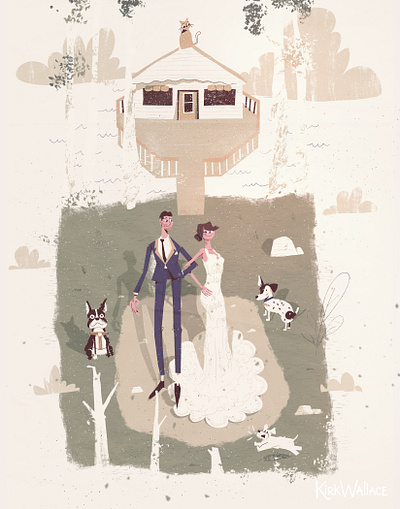 Wedding couple character couple couples dog friends grass hug illustration invitation invite love marriage married marry wedding