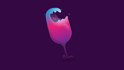 Surfing the wine. 2d adobe background colorful creative design drink flat graphic illustration splash surfing vector wave wine wine glass