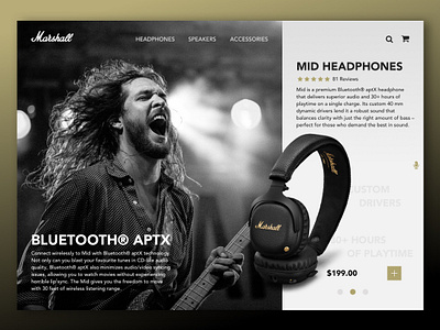 Marshall Website Redesign adobe animation app design earphone fit guitar headphone landing page marshall mobile music re design redesign sketch ui ux ux design web xd