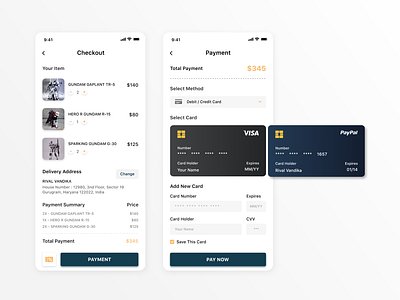 Checkout & Payment Screen | DailyUI 002 002 app checkout credit card dailyui dailyuichallenge ios payment store ui ux