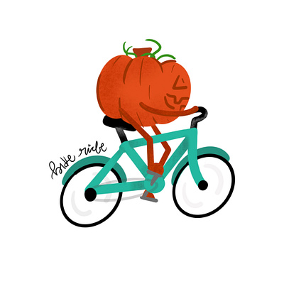 inktober day2: bike ride bike bikeride challenge halloween illustration inktober procreate pumpkin