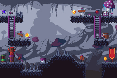Pixel Art Platformer Cave 2D Tileset 2d fantasy game assets game design gamedev platformer tileset