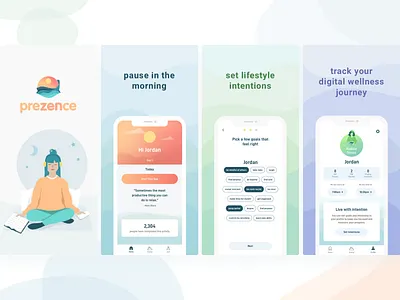 Prezence app app store illustration ios marketing meditation mobile mobile design ui uidesign ux yoga