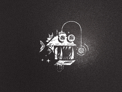 Inktober3 bait - Mechanized Angler fish angler bait black brand branding design fish illustration inktober inktober2019 logo mark mech monster robot vector