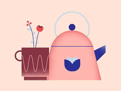 Tea Time coffee flower illustration kettle mug tea texture